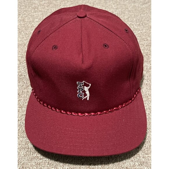 Vintage 80s Large TPC PGA Golf New Era Pro Model Snapback Hat Cap USA Maroon - Picture 1 of 9